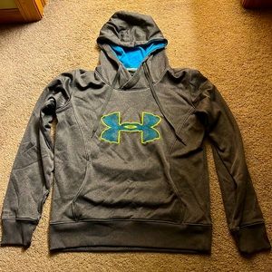 Under Armour medium unisex Storm hoodie gray & turquoise trim EUC